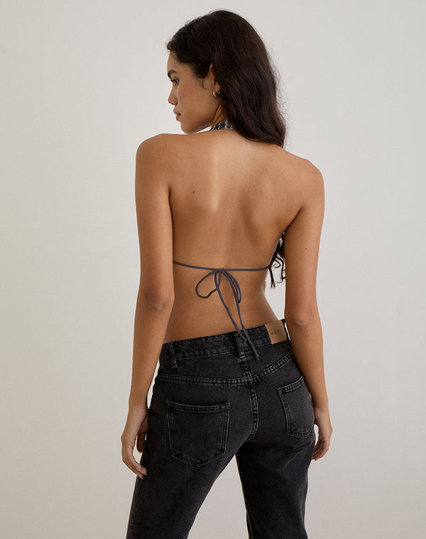 Motel Rocks Ramilo Top In Sequin Vintage Check Brown