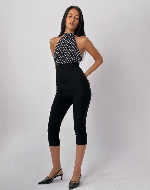 Motel Rocks Rania Backless Top In Basic Polka Black