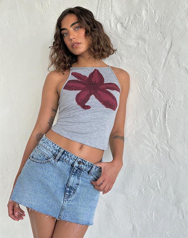 Motel Rocks Raw Hem Denim Mini Skirt In Vintage Blue Wash