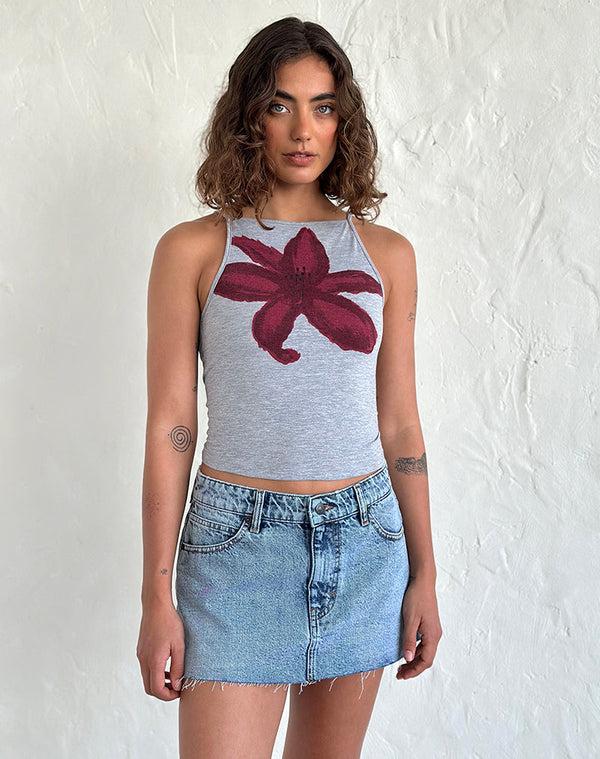 Motel Rocks Raw Hem Denim Mini Skirt In Vintage Blue Wash