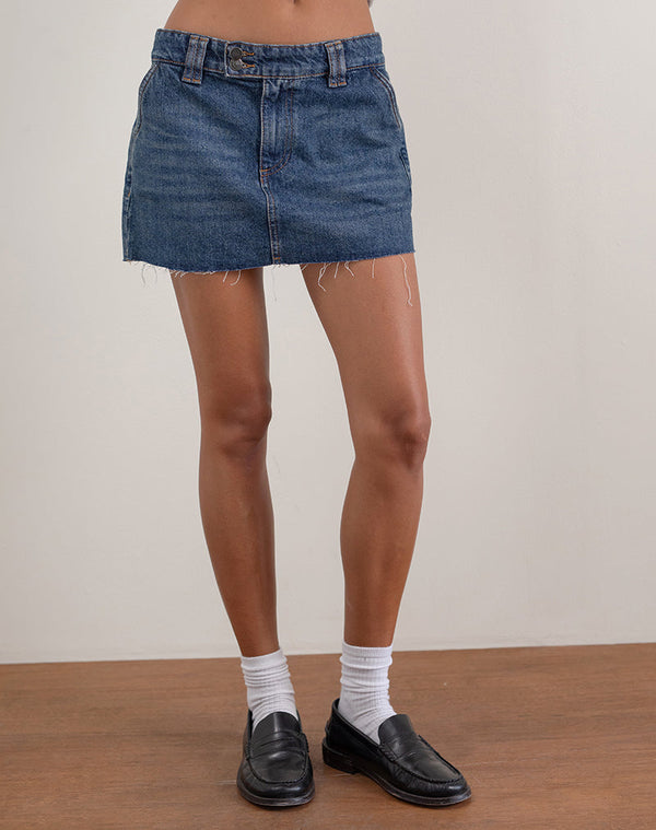 Motel Rocks Rigid Micro Denim Skirt In Heritage Blue