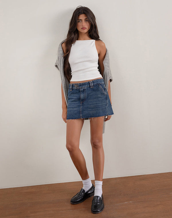 motel rocks Rigid Micro Denim Skirt in Heritage Blue