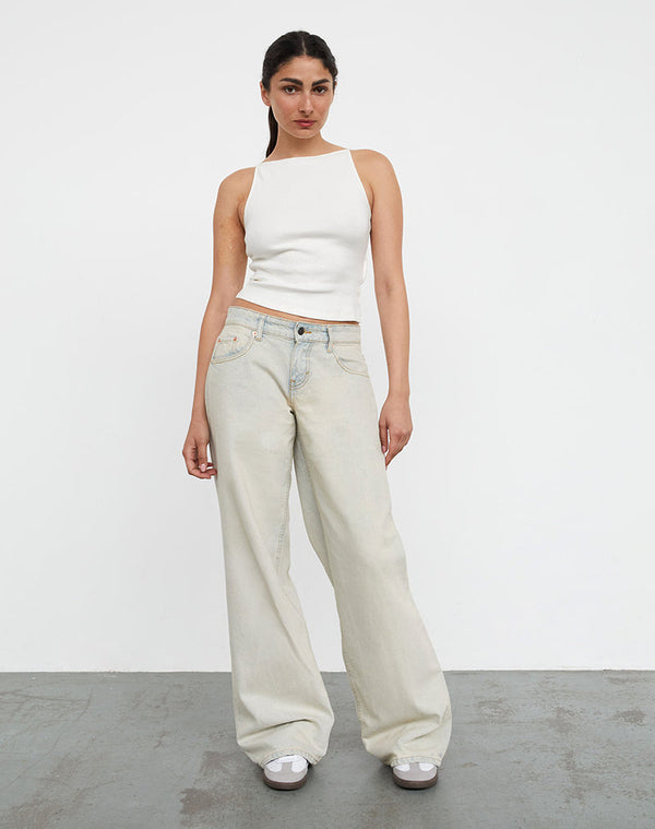 motel rocks Roomy Extra Wide Low Rise Jeans In Arctic Blue