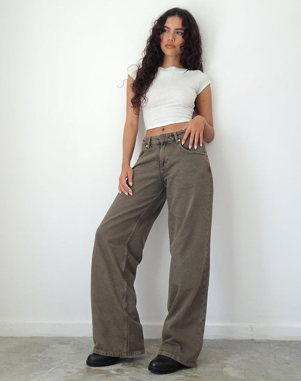 Motel Rocks Roomy Extra Wide Low Rise Jeans In Dark Black Sand