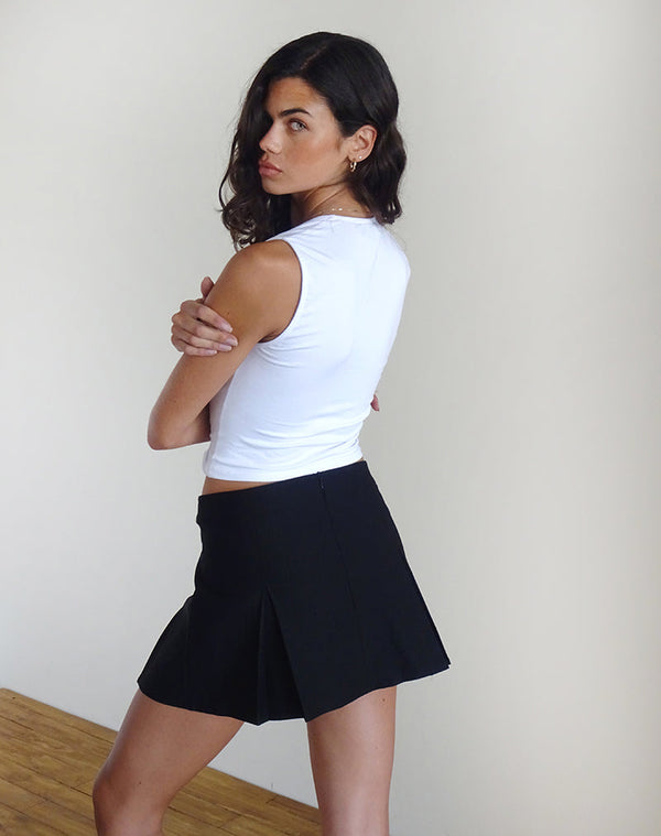Motel Rocks Ropita Mini Skirt In Black With Ivory Bows
