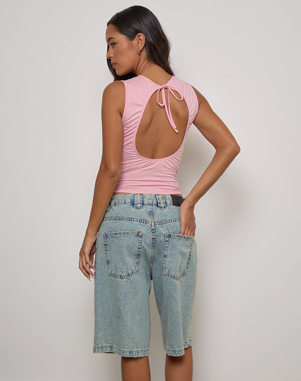 Motel Rocks Runaba Backless Tank Top In Ballet Pink Stripe