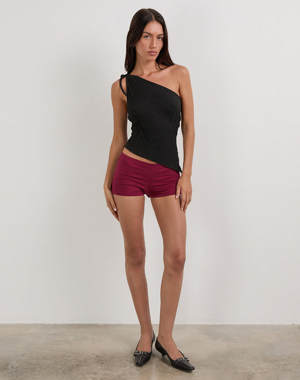 Motel Rocks Rusana Top In Sheer Diagonal Knit Black