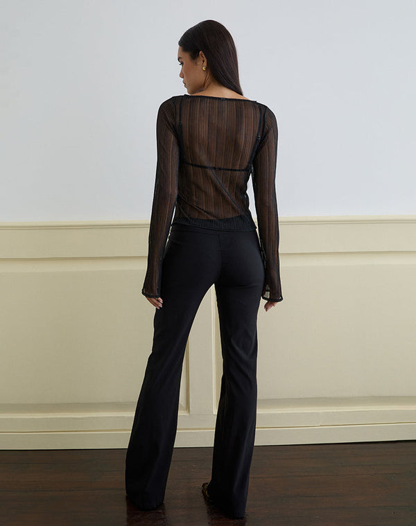 Motel Rocks Saezuru Top In Chiffon Plisse Shimmer Black