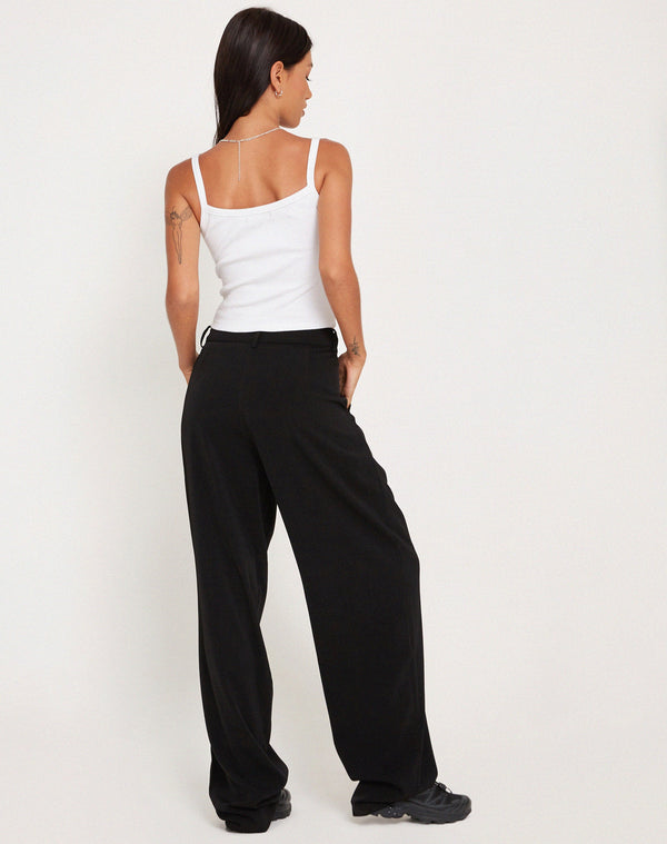 Motel Rocks Sakaria Wide Leg Trouser In Tailoring Black