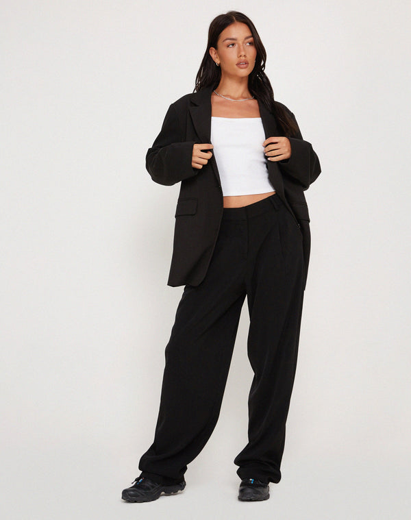 motel rocks Sakaria Wide Leg Trouser in Tailoring Black