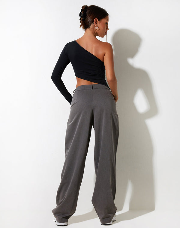 Motel Rocks Sakaria Wide Leg Trouser In Tailoring Charcoal