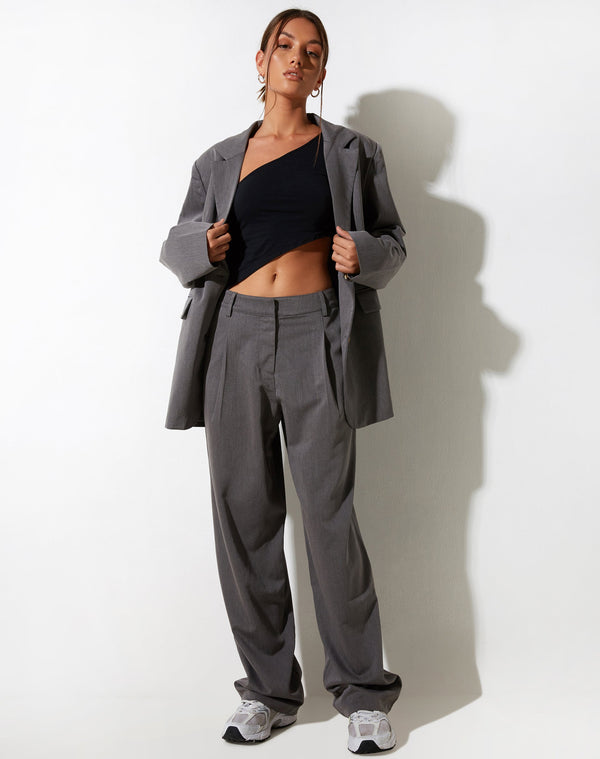 Motel Rocks Sakaria Wide Leg Trouser In Tailoring Charcoal