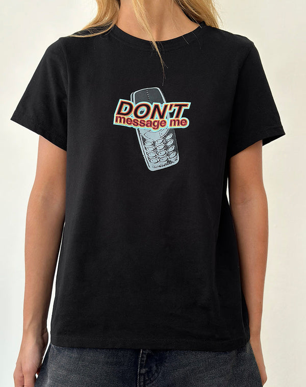 Motel Rocks Saki Tee In Black With Don't Message Me Graphic