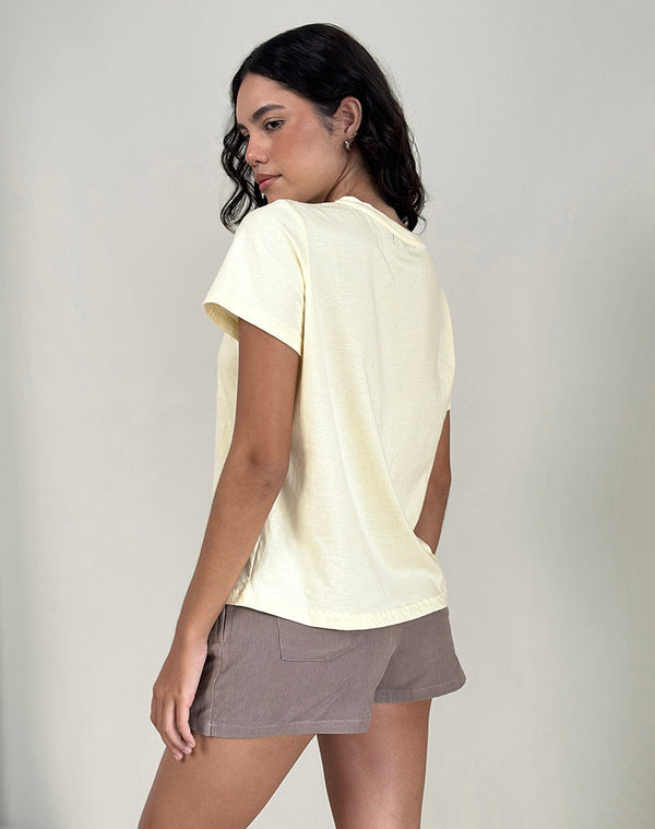 Motel Rocks Saki Tee In Buttermilk Healing Stone Horoscope Print