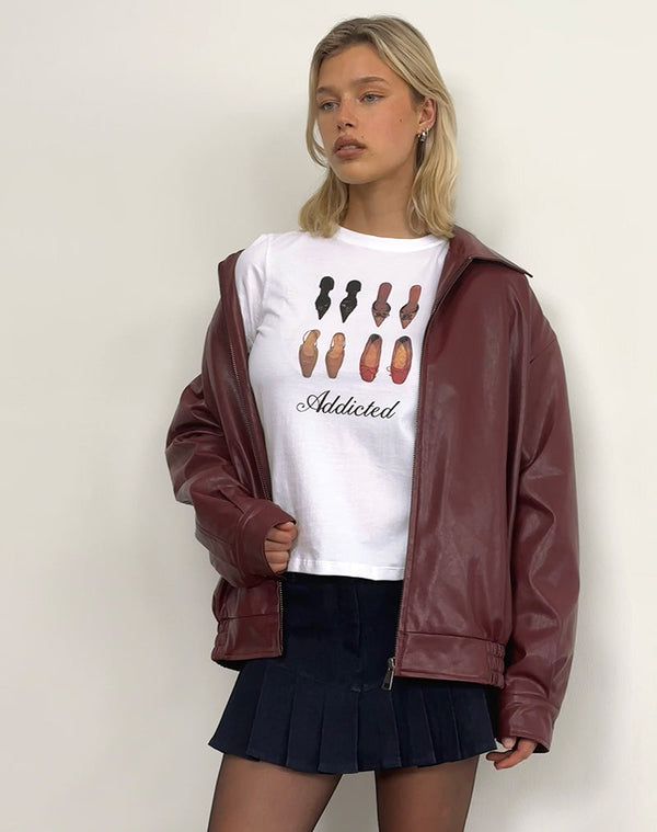 Motel Rocks Saki Tee In White With Shoe Addicted Print