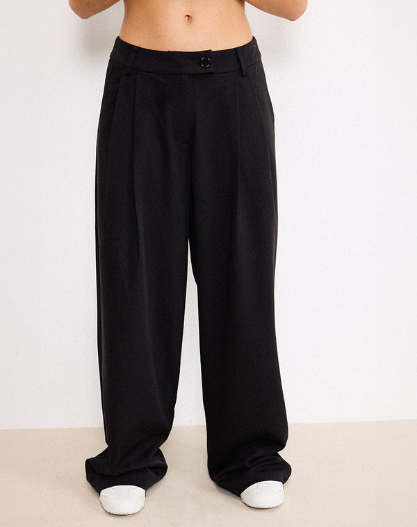 Motel Rocks Sakira Oversized Wide Leg Trousers In Black
