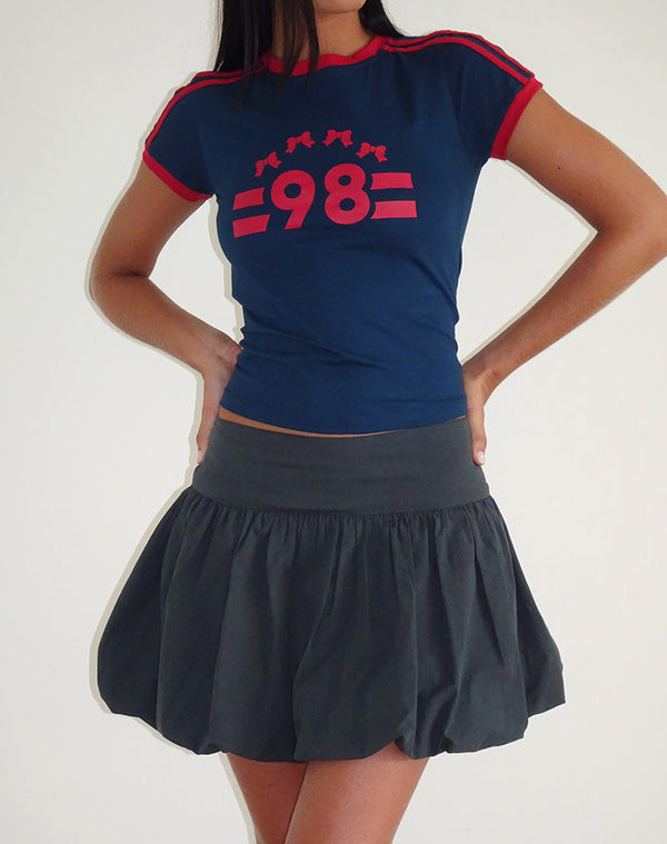 Motel Rocks Salda Tee In Navy With Adrenaline Red Binding And '98' Emb