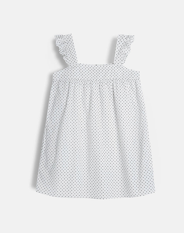 Motel Rocks Sanaly Mini Dress In White With Black Micro Polka