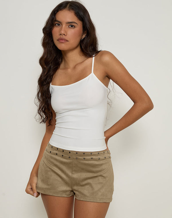 motel rocks Saumya Hot Pant in Faux Suede Mushroom Grey