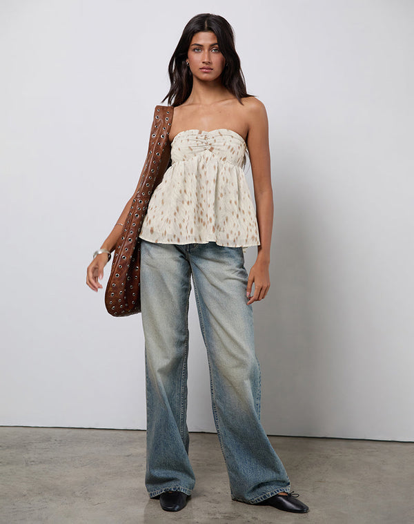 Motel Rocks Setsuko Bandeau Longline Top In Bambi Ivory