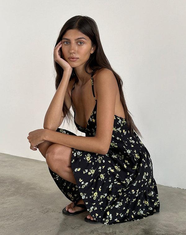 Motel Rocks Siskana Mini Dress In Lemon And Lime Black