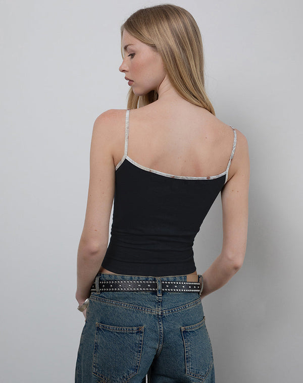 Motel Rocks Solani Top In Black With Bambi Animal Binding