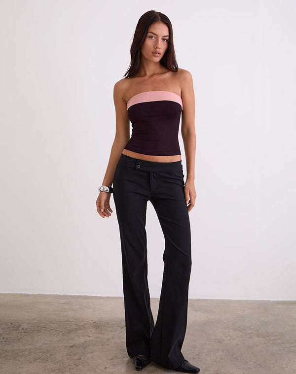 Motel Rocks Solna Bandeau Top In Redwood With Pink Lady Binding