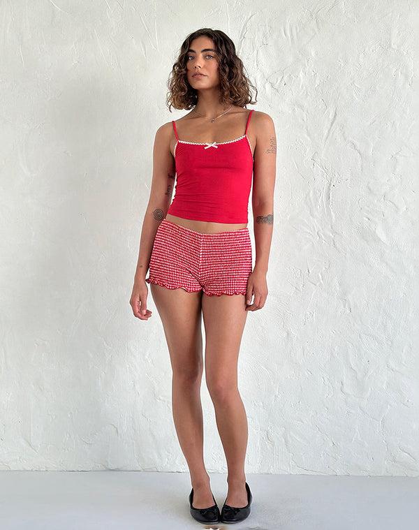 Motel Rocks Suna Vest Top In Tango Red With Ivory Trim