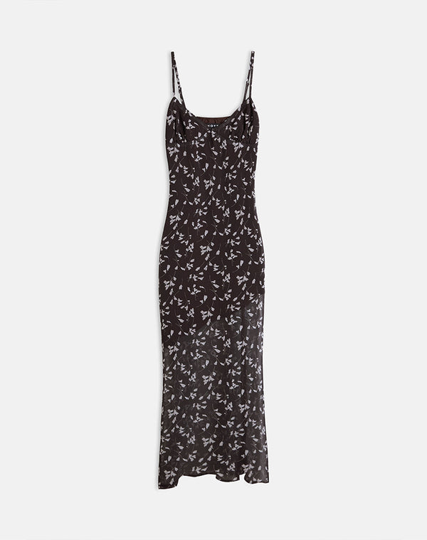 Motel Rocks Sunita Maxi Dress In Flower Chiffon Brown