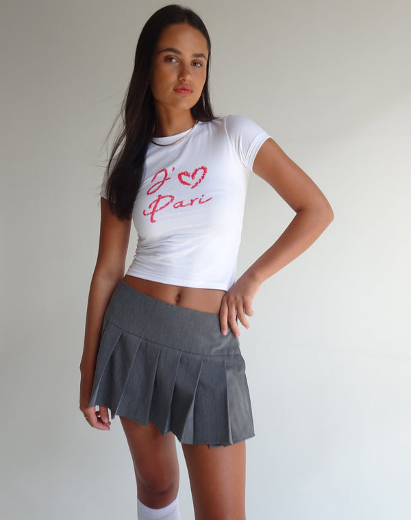 Motel Rocks Sutin Baby Tee In White With I Love Pari Graphic