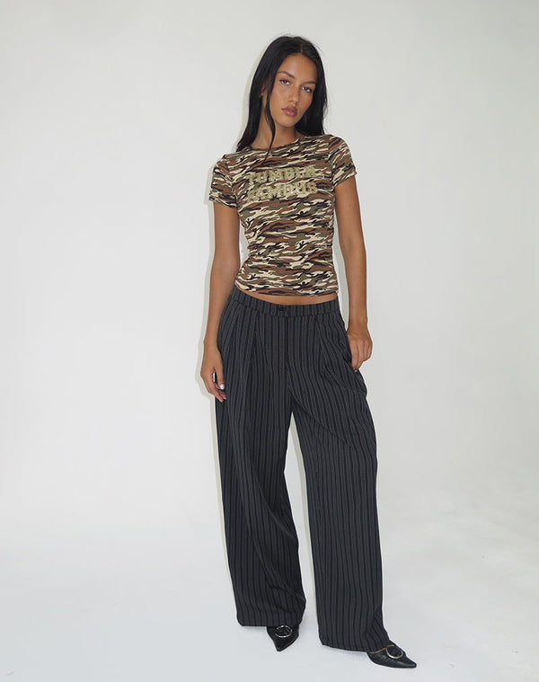 Motel Rocks Syra Pleated Trousers In Pinstripe Black