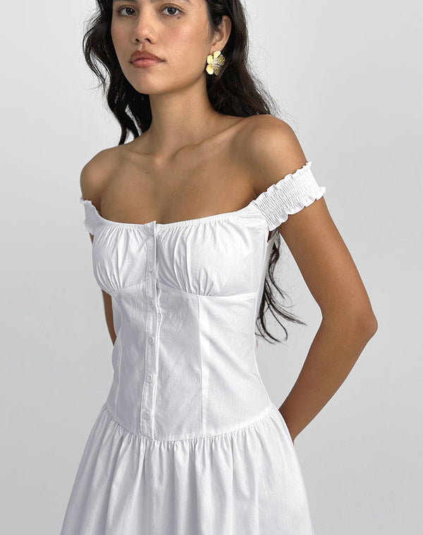 Motel Rocks Tamashi Off The Shoulder Maxi Dress In White