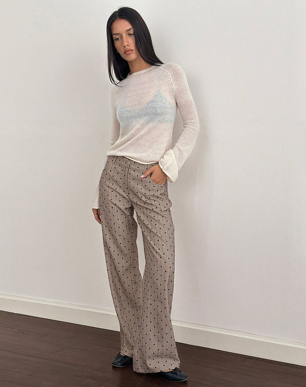 Motel Rocks Tatina Trouser In Beige With Polka Pinstripe