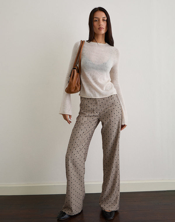 motel rocks Tatina Trouser in Beige with Polka Pinstripe