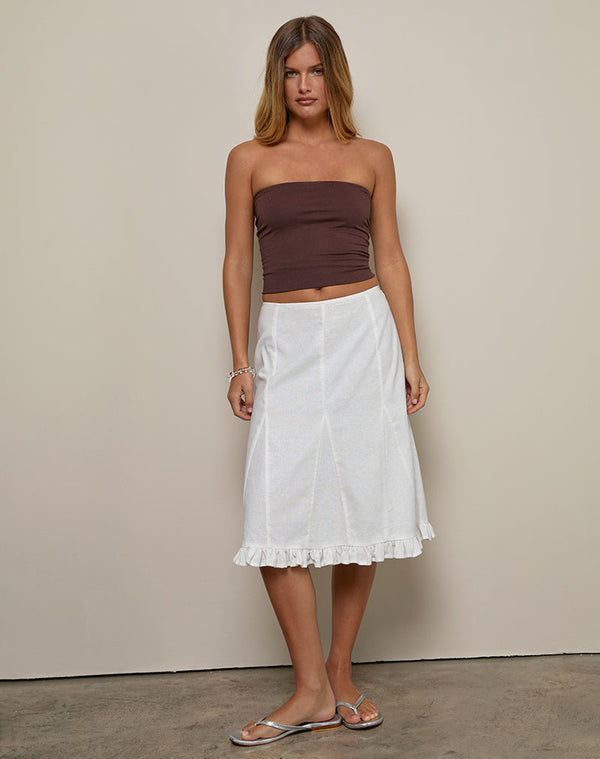 Motel Rocks Tausi Pleated Midi Skirt In Off White Linen