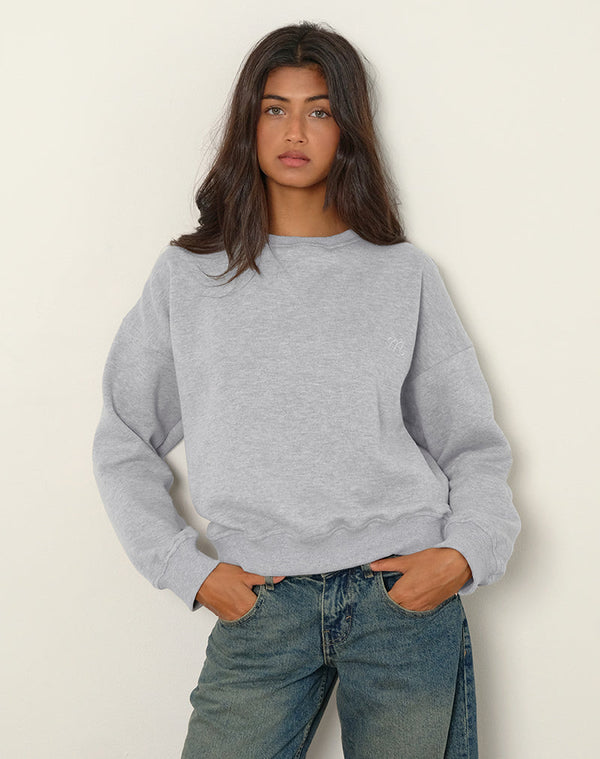 Motel Rocks Tedasa Crew Sweatshirt In Grey Marl With M Emblem