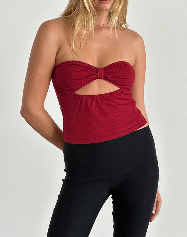motel rocks Tifose Twist Front Top in Adrenaline Red