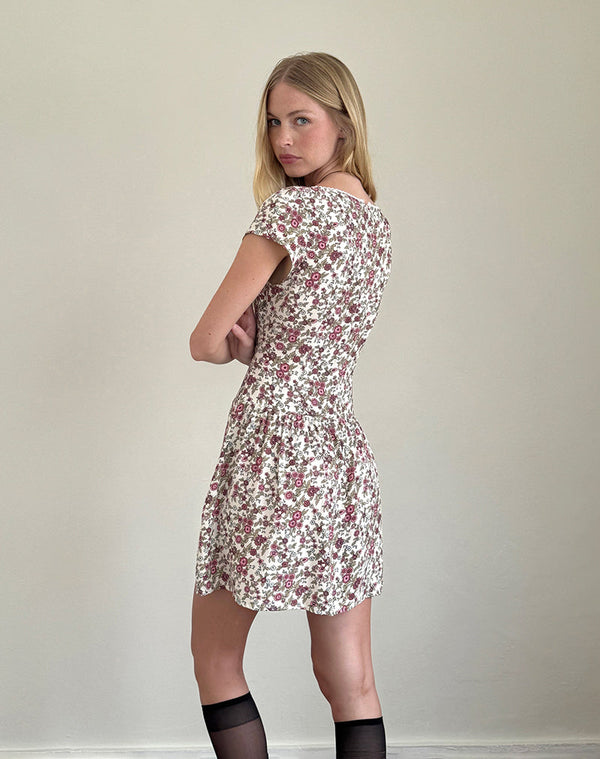Motel Rocks Tipani Mini Dress In Vintage Bloom Ivory