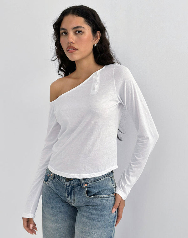 motel rocks Tole Asymmetric Button Up Top in Tissue Jersey Ivory