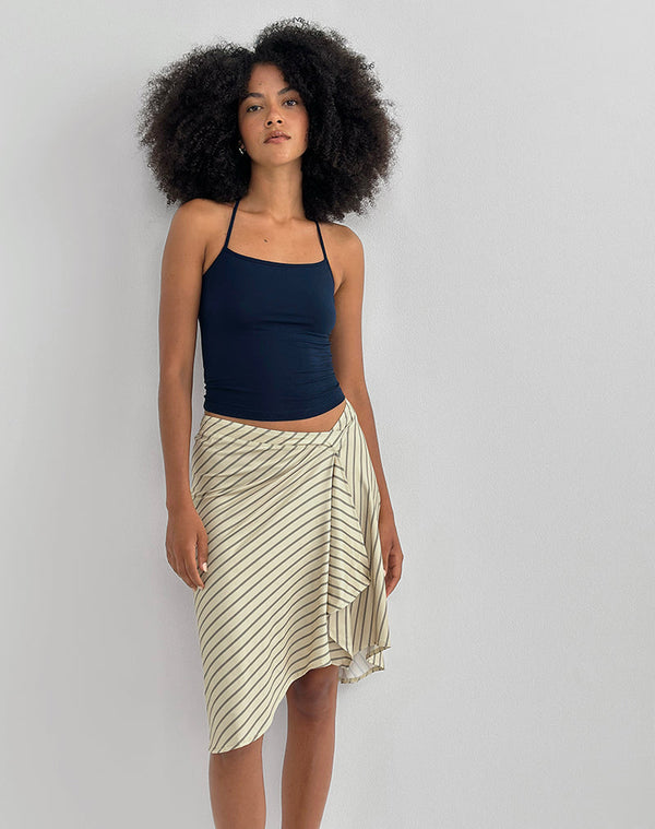 Motel Rocks Tomoe Halter Neck Top In Rayon Jersey Navy