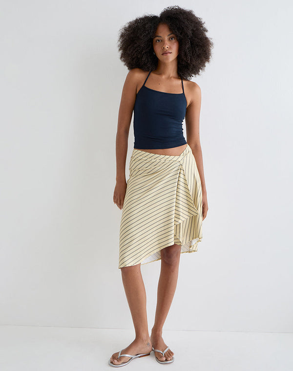 Motel Rocks Tomoe Halter Neck Top In Rayon Jersey Navy