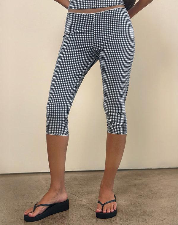 Motel Rocks Tuka Capri Trousers In Seersucker Gingham Navy