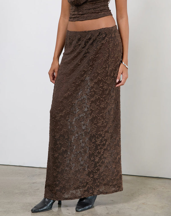 Motel Rocks Tulus Skirt In Jacquard Knit Dark Brown