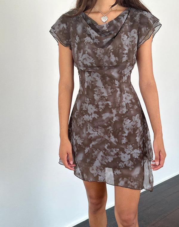 Motel Rocks Valencia Mini Dress In Botanical Shadow Brown