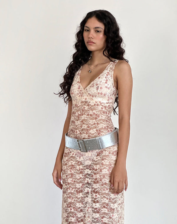 Motel Rocks Valtheni Maxi Dress In Chic Petal Pink Lace