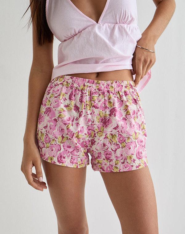 Motel Rocks Verie Boxer Shorts In Blossom Floral Pink
