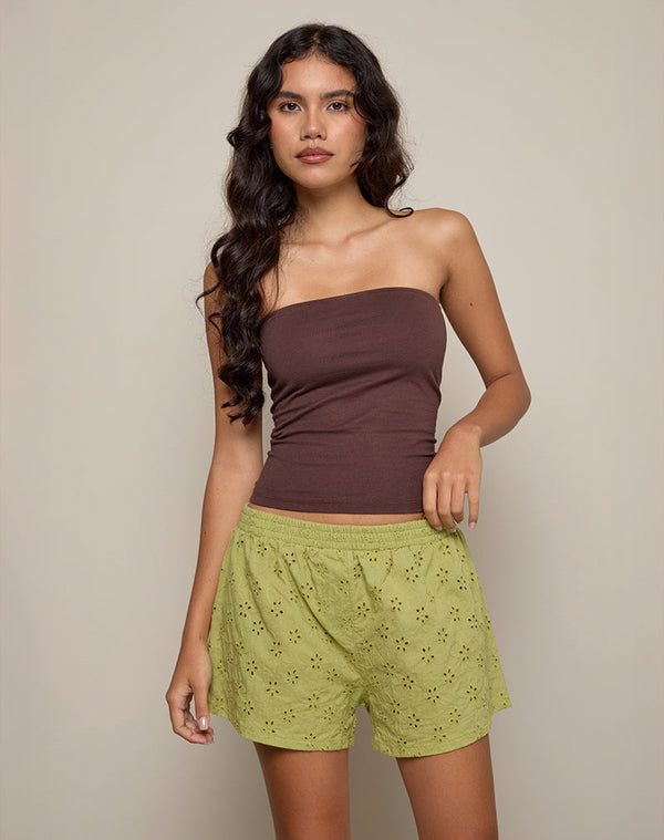 motel rocks Verie Short in Little Daisy Broderie Lime