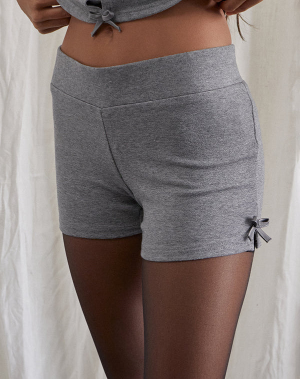 motel rocks Verna Bow Micro Short in Light Grey Knit