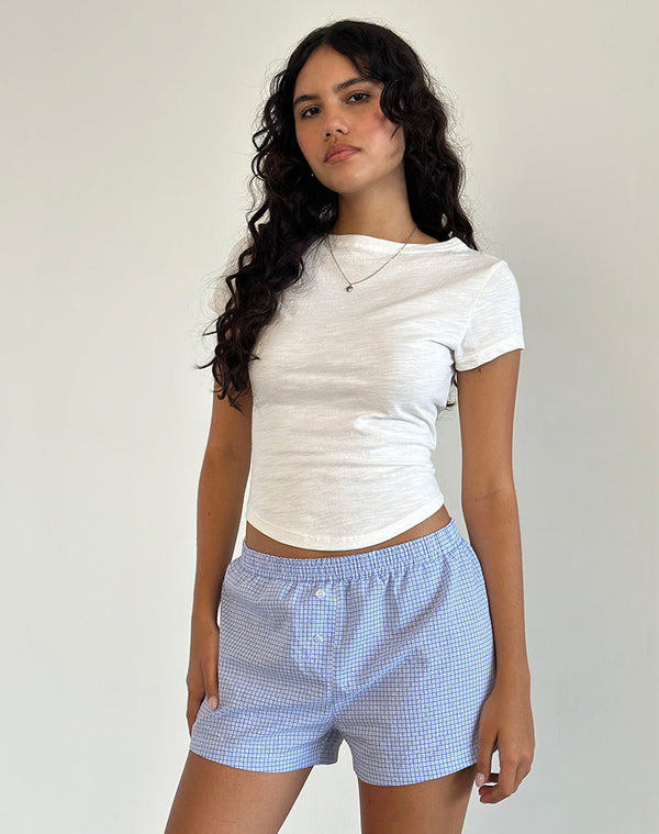 motel rocks Voir Short in Poplin Gingham Blue and White