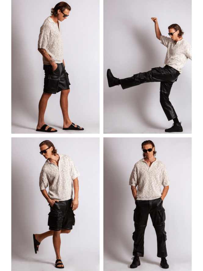 Muubaa 2-IN-1 Leather Cargo Trousers